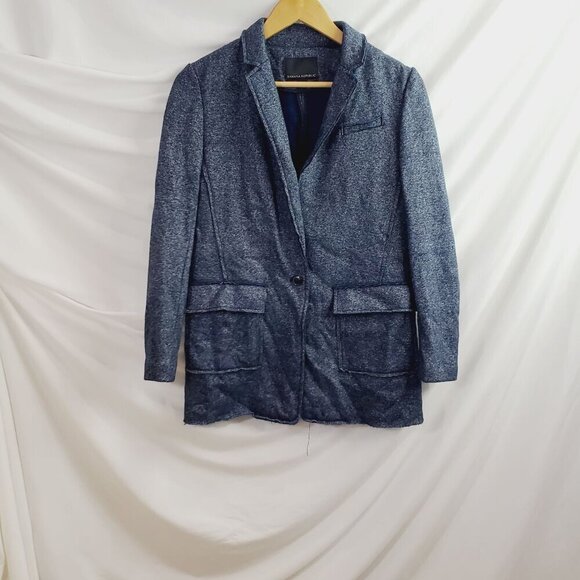 Banana Republic Indigo Wool Blend Textured Knit Boyfriend Blazer 4 - Picture 2 of 13